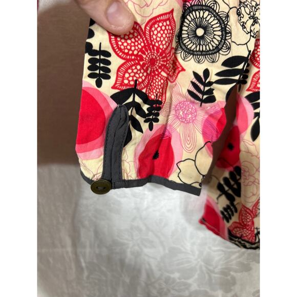 Matilda Jane Tunic Small Pink Black Tan Floral Long Sleeve Ruffle - Picture 2 of 10